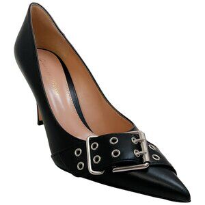 Gianvito Rossi Black Leather Buckle Pumps